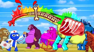 SMART Godzilla x Kong, Skeletons BRACHIOSAURUS who strongest? King Mecha Godzilla (Animated Cartoon)