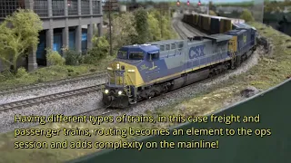 Freight And Passenger Trains:  Making the mainline a challenge in an operating session.