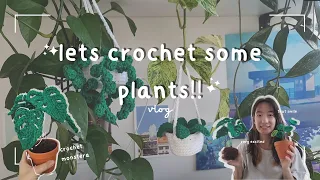 🌷 Let's Crochet Plants! 🌷 crocheting monstera, pilea + hanging vines + crochet flower string lights!