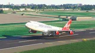 Very Dangerous landing!!! Virgin Atlanic Boeing 747 Landing at Amterdam Airport mfs2020