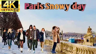 Paris France🇫🇷 -January 2024 |Paris Jardin du Carrousel snowy day | walk in Paris