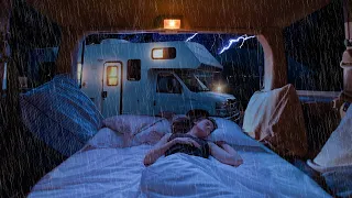 Car camping | sleeping in the car during heavy rain and thunder | Rain on car window