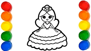 How to Draw a Easy Princess in Beautiful Dress| | Easy Drawing and Colouring for Kids and Toddlers.
