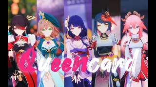 【Genshin Impact MMD／4K／60FPS】Ara Ara Idol Group【Queencard】