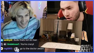 xQc shows Adin Ross his hotel room disaster