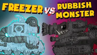 Gladiator battles : Rubbish monster versus Freezer   Cartoons about tanks