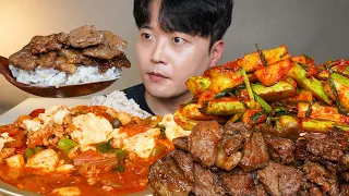 [와차밥] 돼지갈비 김치순두부찌개 오이깍두기 요리 먹방 Pork Ribs & Kimchi ASMR MUKBANG REAL SOUND EATING SHOW