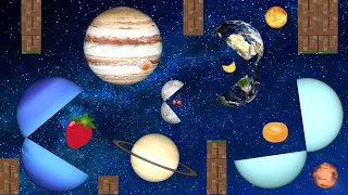 hungry planet Let's learn the names of the planets Pac Man style Mabran planet comparison for Kids