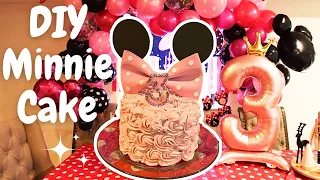 BIRTHDAY PARTY PREP MINNIE MOUSE THEME | DIY Minnie Cake(So Easy!), 節約バースデーパーティ準備(簡単手作りミニーケーキ)