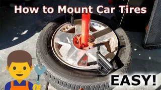 How to MOUNT Tires with a Manual Tire Changer !! EASY !! (Harbor Freight)