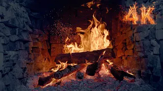 🔥 Cozy Fireplace 4K ULTRA HD & Burning Firewood 🔥 Crackling Fireplace Sounds 3 HOURS for Relaxation