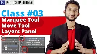 Photoshop Bangla Tutorial | How to Use the Marquee Tool, Move Tool And Layer Panel | Class #03