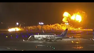 JA772A + JL516 CRASH EXTENDED FOOTAGE  - Tokyo Airport HND/RJTT