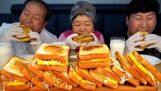 Homemade Ham Cheese Toast, "Korean style Toast" - Mukbang eating show