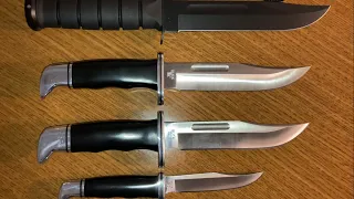 KA-BAR MODEL 1213 (STEEL 1095 CRO-VAN) KNIFE NEXT TO BUCKS (420HC STEEL)