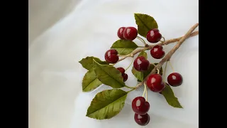 Спелая вишня из холодного фарфора. МК.  Ripe cold porcelain cherries.