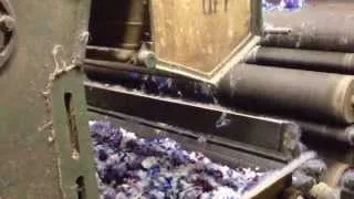 Green Mountain Spinnery yarn in the carding machine (1 of 3)