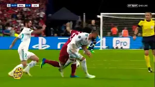 Mohammed Salah Injury ● Sergio Ramos crazy foul HD