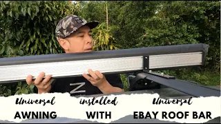 Installing a universal awning to a universal roof bar on a Suzuki Jimny.