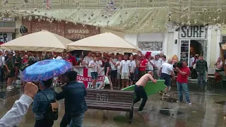 England fans in Russia at the World Cup 2018. Moscow, Nikolskaya street #2