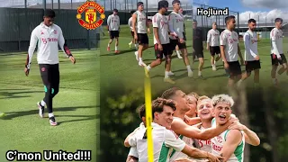 Man United training today 🔥, Hojlund, Maguire, Rashford, Bruno, Reguilon ready for Brighton.