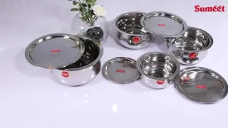 Sumeet 5 Pcs Stainless Steel Induction & Gas Stove Friendly Belly Shape Container Set.