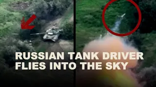 💥 INSANE: Russian tank driver flies into the sky after being hit by Javelin | War In Ukraine