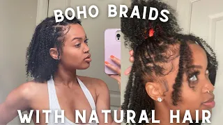 FREESTYLE BOHO BRAIDS No Hair Added | How To, Parting & Styling