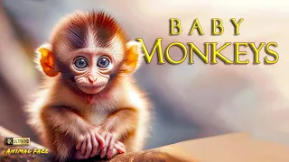 Going Bananas for Cute Baby Monkeys 4K ~ Animals (Relaxing Music)