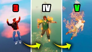 Falling Off a High Place On Fire in GTA Games (Ragdoll Evolution)