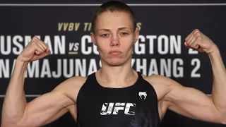 Rose Namajunas and Zhang Weili - Official Weigh-ins - (UFC 268: Usman vs. Covington 2)