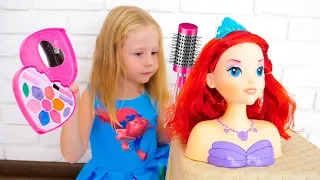 Nastya dresses up in the movie with papa Funny video for kids