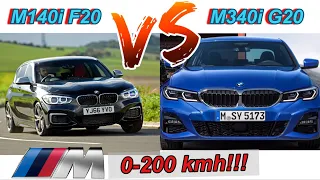 NEW M340i G20 vs. M140i F20 | 374 HP vs 340 HP | 0-100 + 0-200 km/h