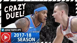 Carmelo Anthony vs  Kristaps Porzingis 1st Duel Highlights (2017.10.19) Knicks vs Thunder - MUST SEE