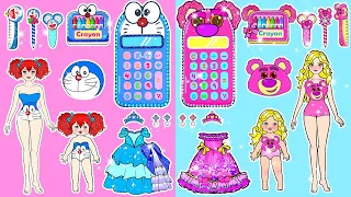 DIY Ideas for Dolls - Material escolar Teddy Lotso rosa e Doraemon azul - LOL Surprise DIYs