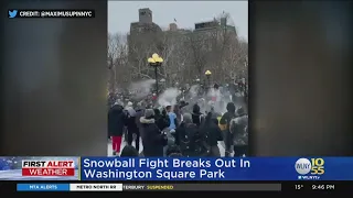 Snowball Fight Breaks Out In Washington Square Park