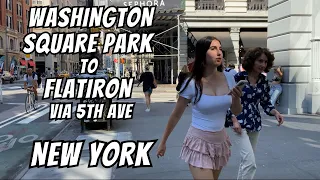 NYC Summer Walk 2023 [4k]: Washington Square Park to Flatiron via 5th Ave