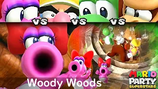Mario Party Superstars Birdo vs Wario vs Yoshi vs Donkey Kong in Woody Woods