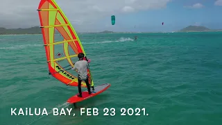 Windsurfing And Kiteboarding At Kailua Bay, Oahu HI. Feb 23 2021.