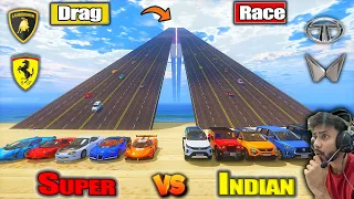 NEW Powerful Indian Cars💪Vs Super Cars🚀mpossible Up-Down 😨 Drag Race Challenge! GTA 5
