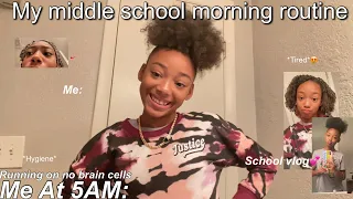 MY MIDDLE SCHOOL MORNING ROUTINE🫶🏽*￼ realistic*(skincare,starbucks,hygiene,etc)￼