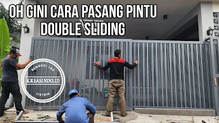 oh gini cara pasang pintu pagar double sliding