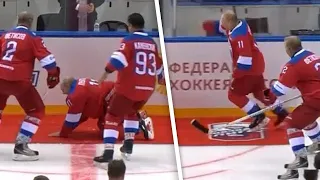 Vladimir Putin Eats It on Ice