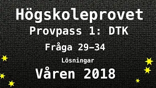 Högskoleprovet 2018 Våren Lösningar Pass 1 DTK del 1 Kvantitativa Matte