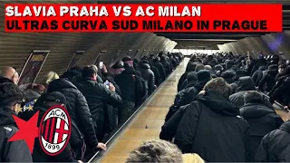 CORTEO Curva Sud Milano in Prague | Slavia Praha vs AC Milan | 14-03-2024