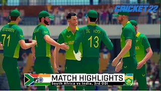 India vs South Africa 3rd ODI Highlights | South Africa Whitewash India| Cricket 22