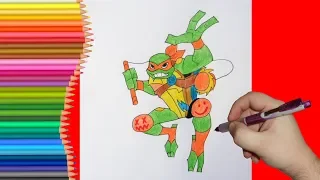 How to draw Michelangelo, TMNT 2018, Как нарисовать Черепашку Ниндзя