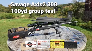 Savage Axis2 308 100yd group test