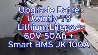 Upgrade Batre Uwinfly T3 ke Lithium 60v 50Ah + Smart BMS JK 100A