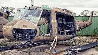 Abandoned helicopter. Old helicopter wrecks. Rotorcraft helicopter abandoned